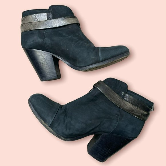 Rag & Bone Harrow Suede Distressed Black Booties Size 38.5 / 8.5 - Picture 4 of 8